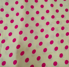 Cream Pink Polka Dot Modal Satin Printed
