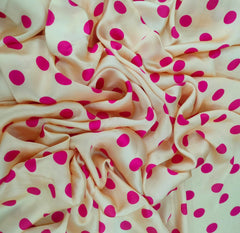 Cream Pink Polka Dot Modal Satin Printed