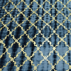 Bluish Grey & Black Tie Dye Checks Munga Silk Zari Brocade