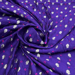 Purple Bandhani Zari Butti Chinia Silk