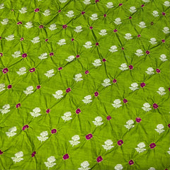 Forest Green Bandhani Zari Butti Chinia Silk