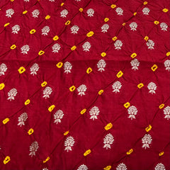 Blood Red Bandhani Zari Butti Chinia Silk