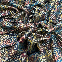 Blue Multi Colour Geometric Dupion Silk Zari Brocade