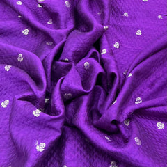 Purple Texture Floral Zari Butti Raw Silk Brocade