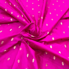 Fuschia Pink Floral Zari Butti Silk Brocade