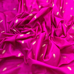 Fuschia Pink Floral Zari Butti Silk Brocade
