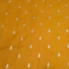 Golden Yellow Floral Zari Butti Silk Brocade