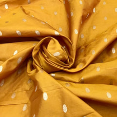 Golden Yellow Floral Zari Butti Silk Brocade