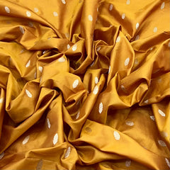 Golden Yellow Floral Zari Butti Silk Brocade