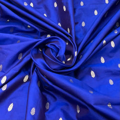 Royal Blue Floral Zari Butti Silk Brocade