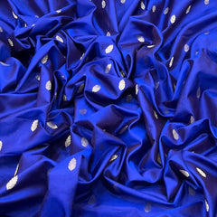Royal Blue Floral Zari Butti Silk Brocade