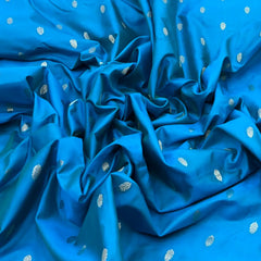 Firozi Blue Floral Zari Butti Silk Brocade
