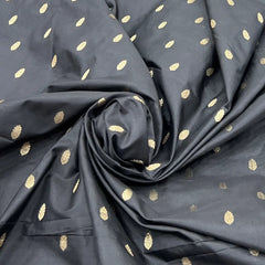 Black Floral Zari Butti Silk Brocade