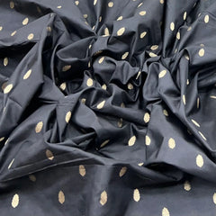 Black Floral Zari Butti Silk Brocade