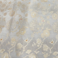 Natural Gold Floral Jal Munga Silk Meenakari Zari Brocade