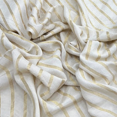 Natural Gold Diagonal Stripes Munga Silk Zari Brocade