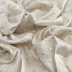 Natural Gold Polka Dot Crepe Tissue Zari Brocade