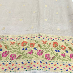 Natural Gold Jamdani Munga Silk Zari Brocade