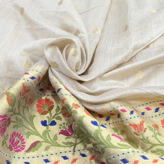 Natural Gold Jamdani Munga Silk Zari Brocade