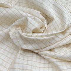 Off White Zari Checks Munga Silk Brocade