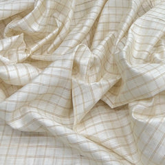 Off White Zari Checks Munga Silk Brocade