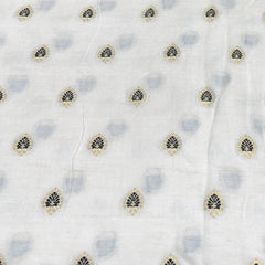 Off White & Black Meenakari Munga Silk Zari Brocade