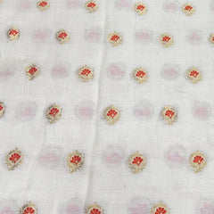 Off White & Orange Meenakari Munga Silk Zari Brocade