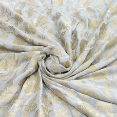Off White Floral Zari Jal Pure Georgette Brocade