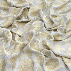 Off White Floral Zari Jal Pure Georgette Brocade