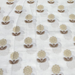 Off White Floral Zari Butta Silk Brocade