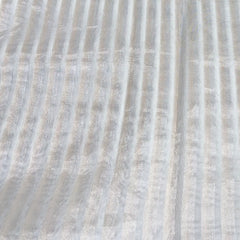 White Silver & Gold Stripe Zari Tissue Organza Brocade
