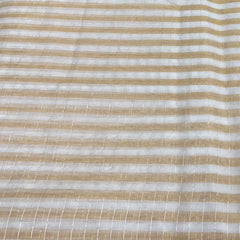 White Gold Stripe Zari Tissue Organza Brocade