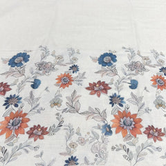 Off White And Blue Floral Daman Flex Printed Linen