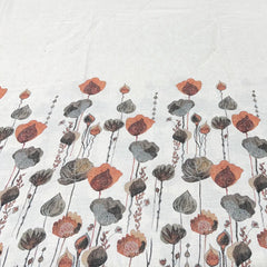 Off White And Grey Floral Daman Flex Printed Linen