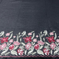 Black Floral Daman Embroidered Denim