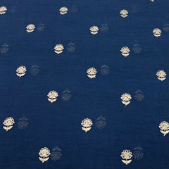 Navy Blue Floral Butti Motif Mul Chanderi Embroidery
