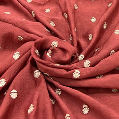 Rust Butti Motif Mul Chanderi Embroidery
