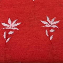 Orange Floral Applique Mul Chanderi Embroidery