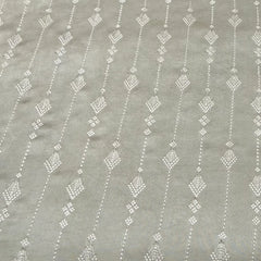 Dull Gold Stripes Ethnic Slub Dupion Satin Embroidery