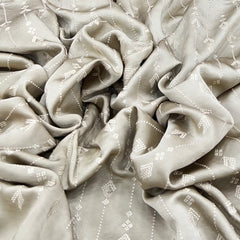 Dull Gold Stripes Ethnic Slub Dupion Satin Embroidery