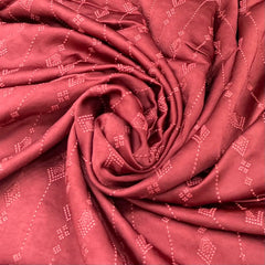 Rust Orange Stripes Ethnic Slub Dupion Satin Embroidery