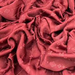 Rust Orange Stripes Ethnic Slub Dupion Satin Embroidery