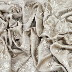 Gold Floral Jal Slub Dupion Satin Embroidery