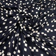 Black White Squares Modal Satin Ajrak Print