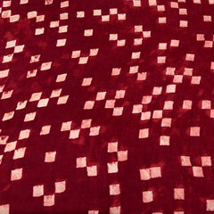 Maroon White Squares Modal Satin Ajrak Print