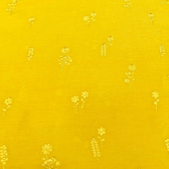 Yellow Floral Thread Slub Silk Embroidery