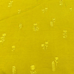 Lime Green Floral Thread Slub Silk Embroidery