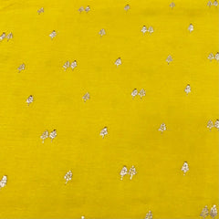 Yellow Floral Zari Slub Silk Embroidery
