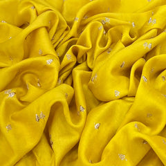 Yellow Floral Zari Slub Silk Embroidery