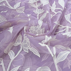 Lavender Floral Applique Pure Organza Embroidery